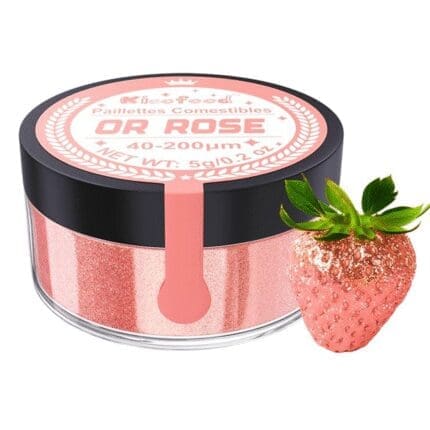 Paillettes roses comestibles pour cocktails – pot 5 g